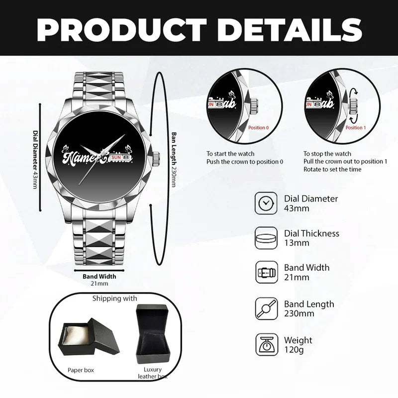 FENTON HH03-K98 Personalized Name Watch for Men – Custom Initial Gift
