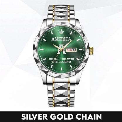AMERICA HH03-K98 Personalized Name Watch for Men – Custom Initial Gift