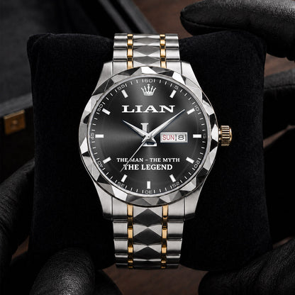 LIAN LELAND HH02-K98 Personalized Name Watch for Men – Custom Initial Gift