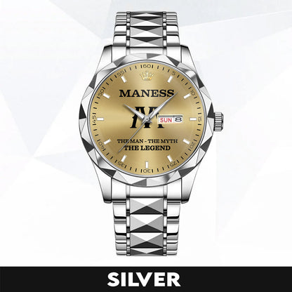 MANESS HH01-K98 Personalized Name Watch for Men – Custom Initial Gift